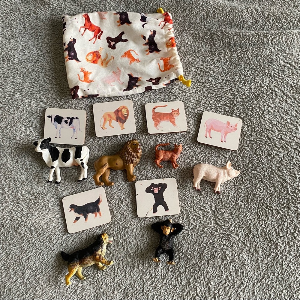 Lovevery animal matching card game, Montessori toddler companion play kit